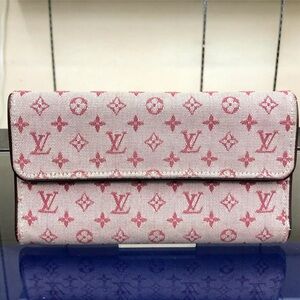 👛 Louis Vuitton Pink Monogram Wallet Canvas Leather Brown Authentic Luxury long